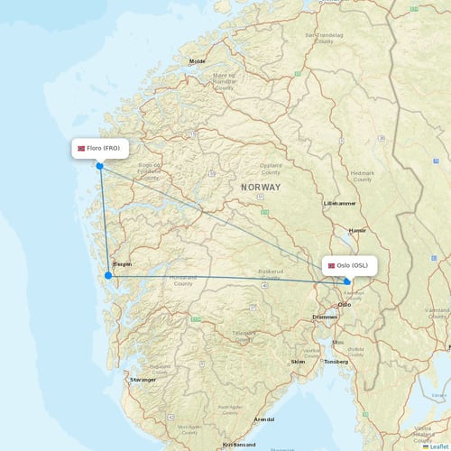 Danish Air flights between Oslo and Floro