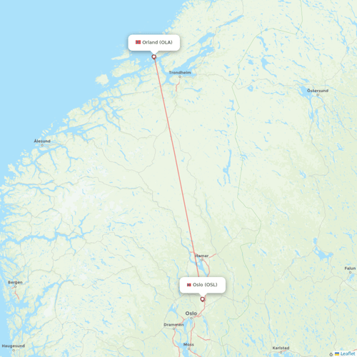 Danish Air flights between Oslo and Orland