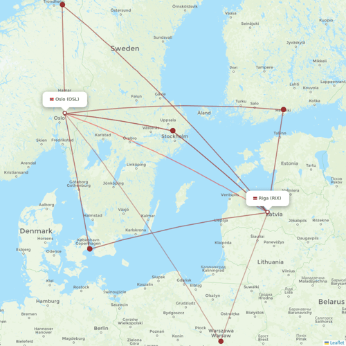 Norwegian Air Intl flights between Oslo and Riga