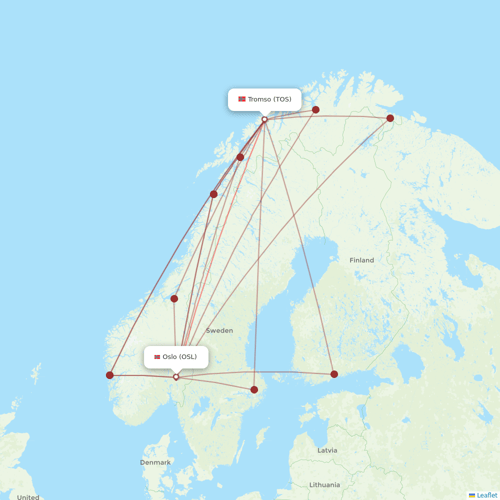 Norwegian Air flights between Oslo and Tromso