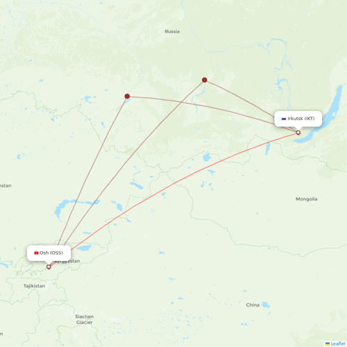 Avia Traffic Company flights between Osh and Irkutsk