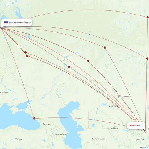 Avia Traffic Company flights between Osh and Saint Petersburg