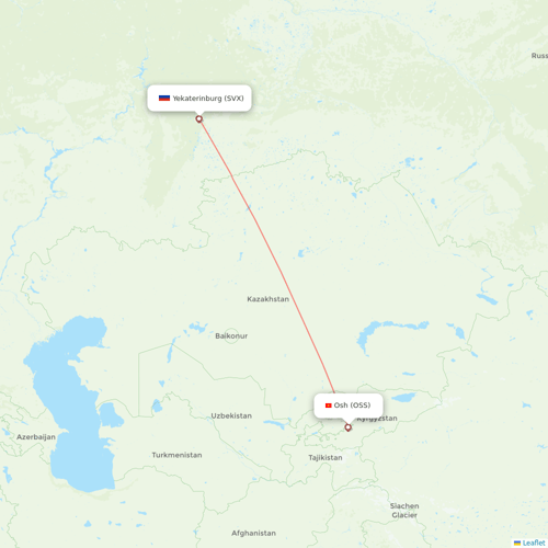 Avia Traffic Company flights between Osh and Yekaterinburg