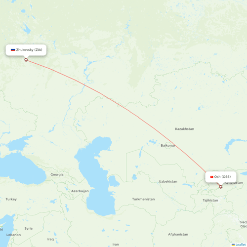 Ural Airlines flights between Osh and Zhukovsky