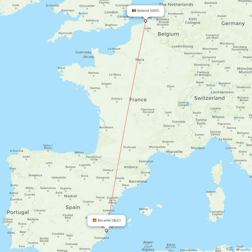TUI Airlines Belgium flights between Ostend and Alicante