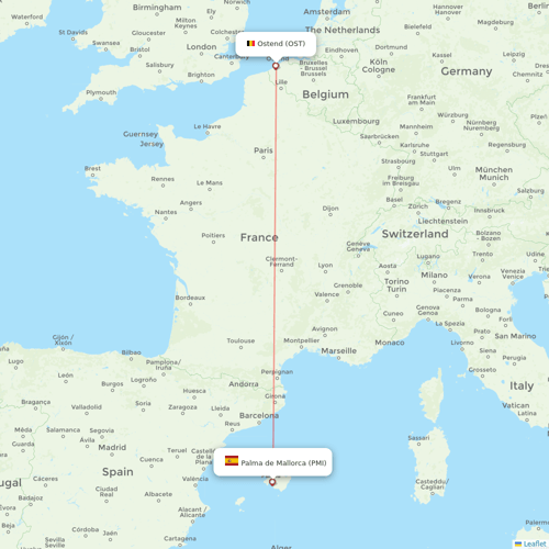 TUI Airlines Belgium flights between Ostend and Palma de Mallorca