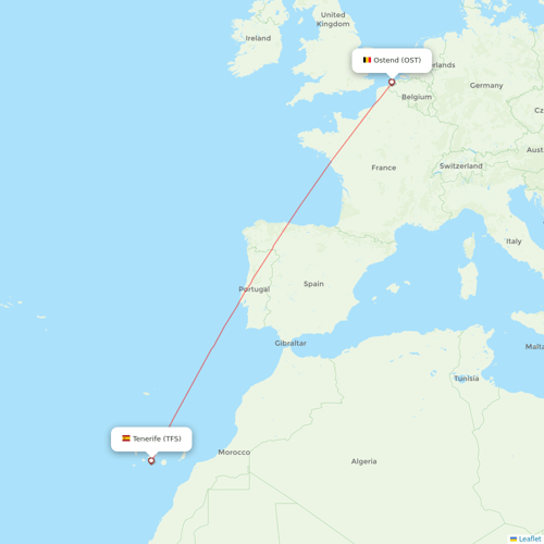 TUI Airlines Belgium flights between Ostend and Tenerife