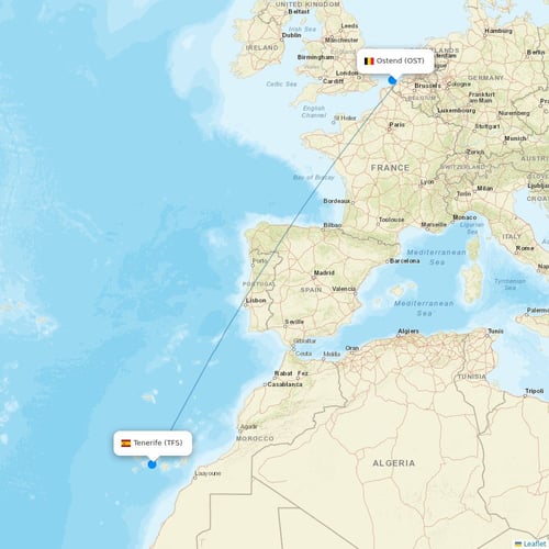 TUI Airlines Belgium flights between Ostend and Tenerife