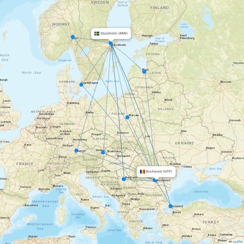 Astra Airlines flights between Bucharest and Stockholm
