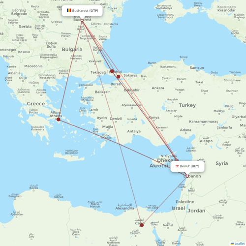 TAROM flights between Bucharest and Beirut