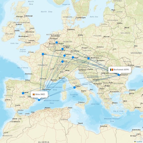 Astra Airlines flights between Bucharest and Ibiza
