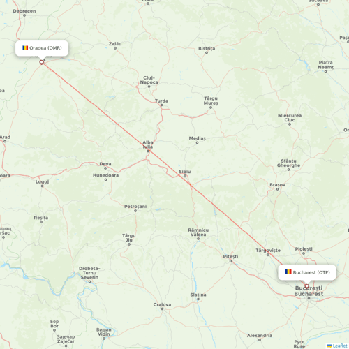 TAROM flights between Bucharest and Oradea