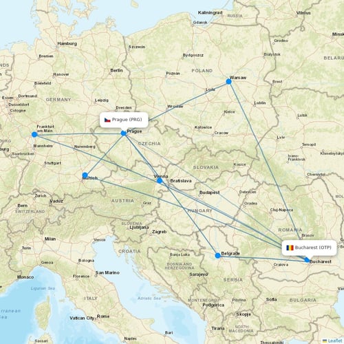 TAROM flights between Bucharest and Prague