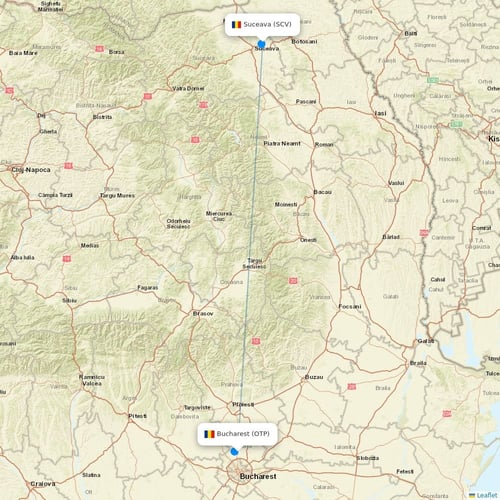 TAROM flights between Bucharest and Suceava