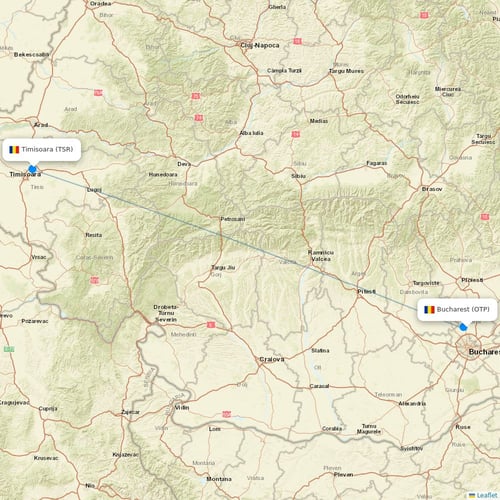 TAROM flights between Bucharest and Timisoara