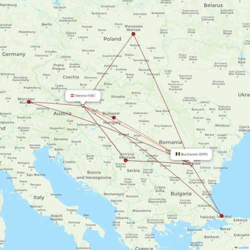 Austrian flights between Bucharest and Vienna