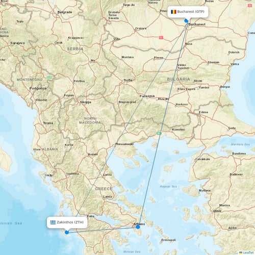 Astra Airlines flights between Bucharest and Zakinthos