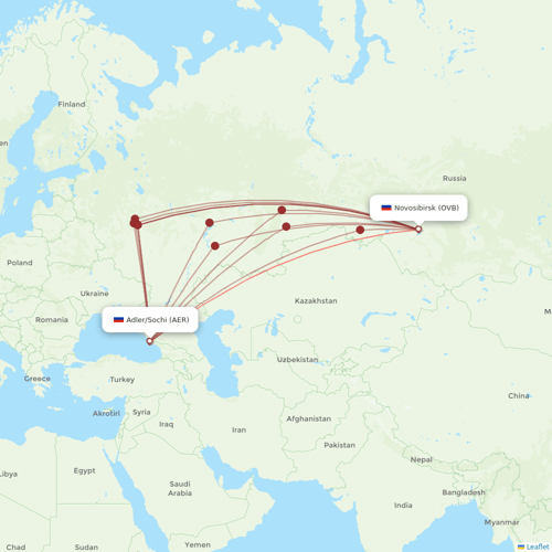 Pegas Fly flights between Novosibirsk and Adler/Sochi