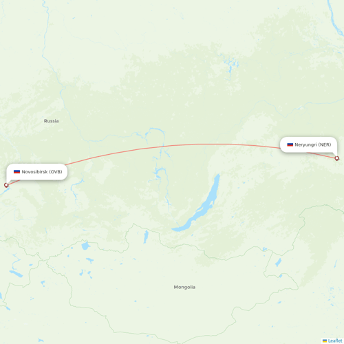 Yakutia flights between Novosibirsk and Neryungri