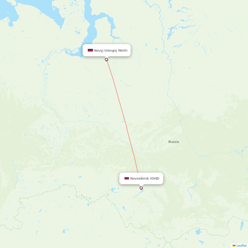 Yamal Airlines flights between Novosibirsk and Novyj Urengoj