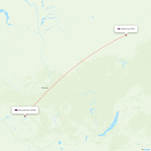 Alrosa Air flights between Novosibirsk and Polyarnyj