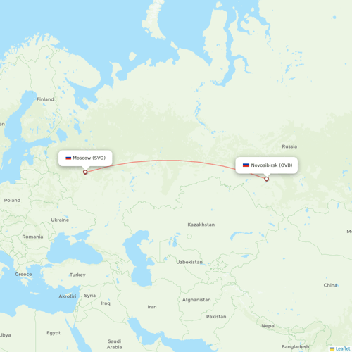 Aeroflot flights between Novosibirsk and Moscow