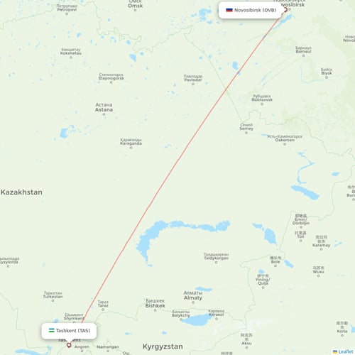 Uzbekistan Airways flights between Novosibirsk and Tashkent