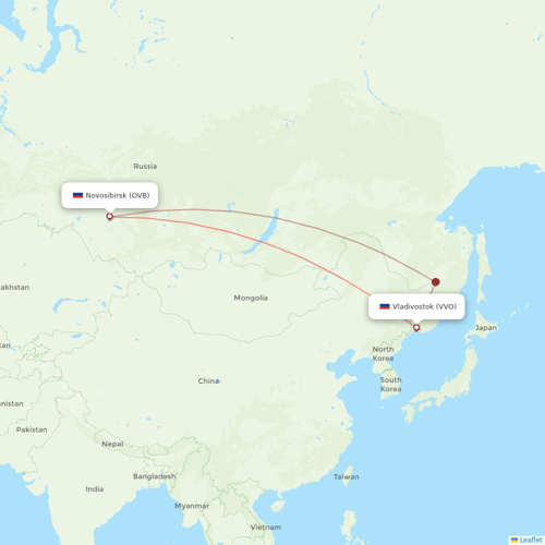S7 Airlines flights between Novosibirsk and Vladivostok