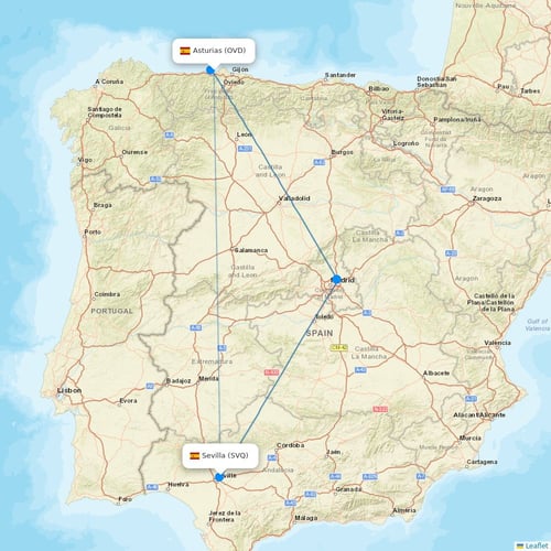 Volotea flights between Asturias and Sevilla
