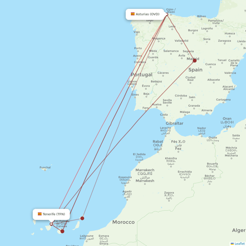Binter Canarias flights between Asturias and Tenerife