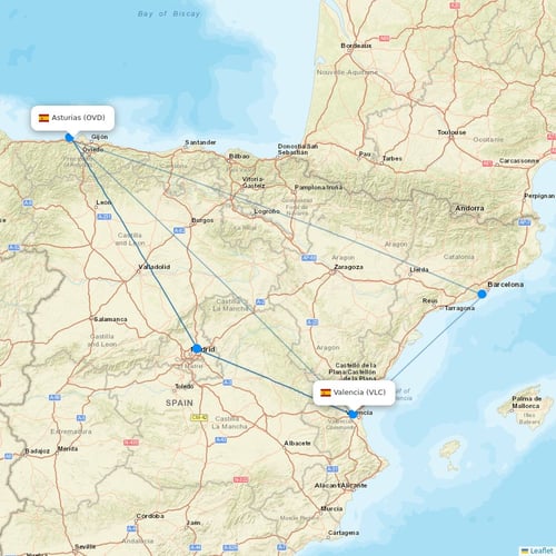 Volotea flights between Asturias and Valencia
