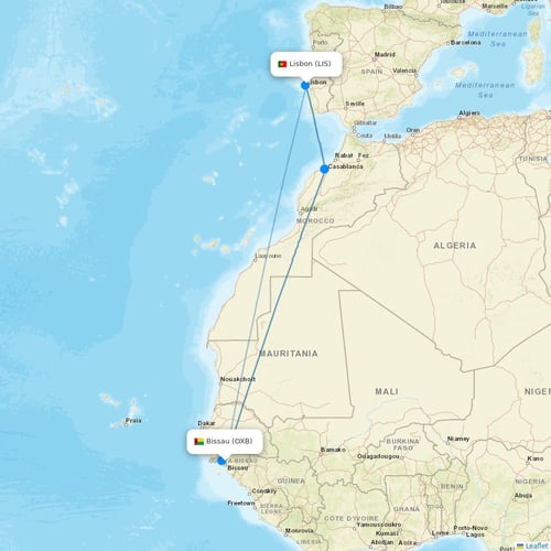 EuroAtlantic Airways flights between Bissau and Lisbon