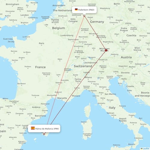 Eurowings flights between Paderborn and Palma de Mallorca