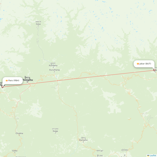 Drukair flights between Paro and Jakar