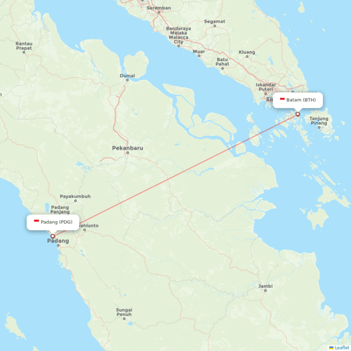 Lion Air flights between Padang and Batam