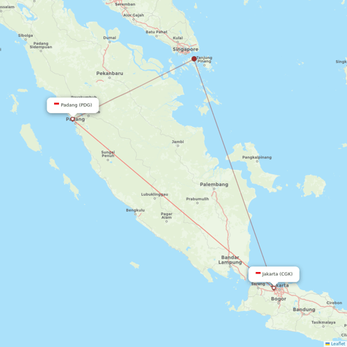 Apsara International flights between Padang and Jakarta