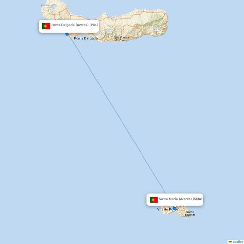 SATA - Air Acores flights between Ponta Delgada (Azores) and Santa Maria (Azores)