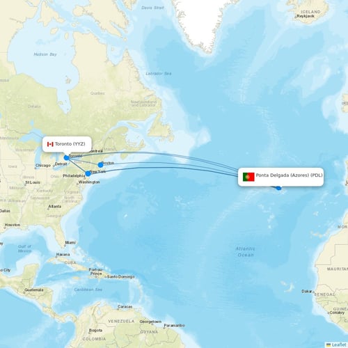 Azores Airlines flights between Ponta Delgada (Azores) and Toronto