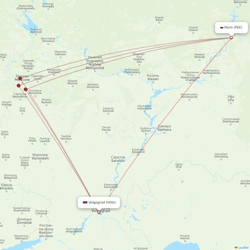 Pegas Fly flights between Perm and Volgograd