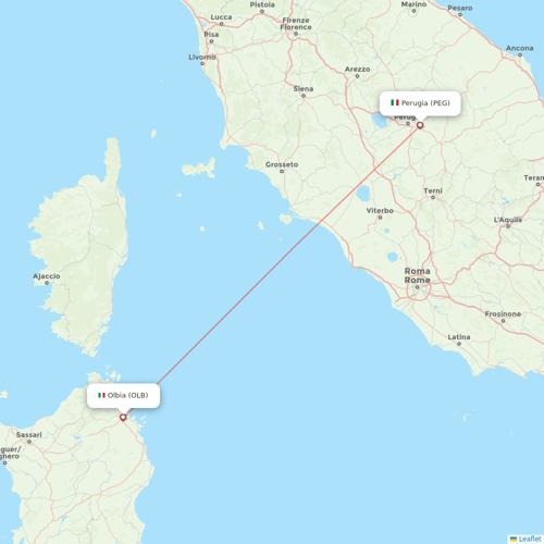 SA Express flights between Perugia and Olbia