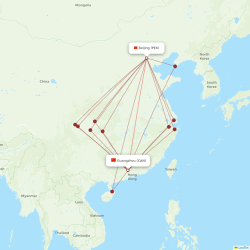 Air China flights between Beijing and Guangzhou