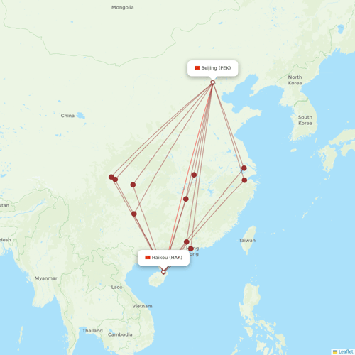 Hainan Airlines flights between Beijing and Haikou