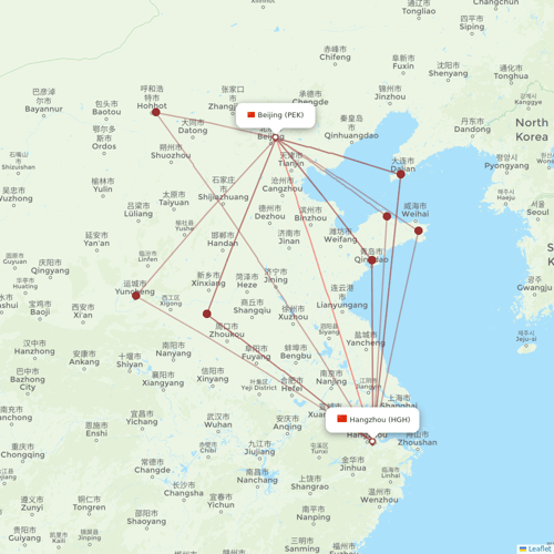 Hainan Airlines flights between Beijing and Hangzhou