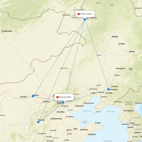 Grand China Air flights between Beijing and Hailar