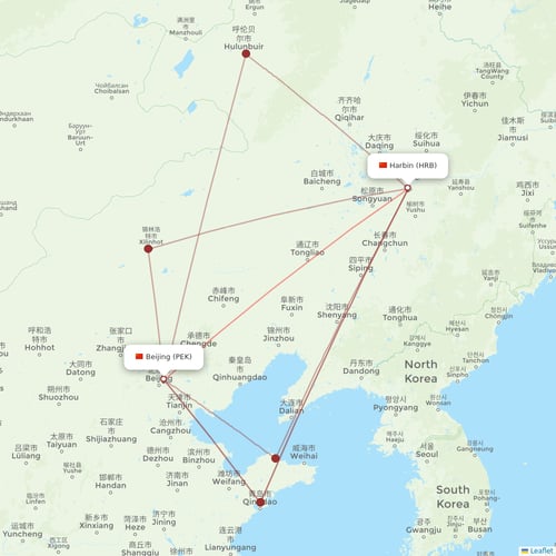 Air China flights between Beijing and Harbin