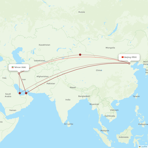 Mahan Air flights between Beijing and Tehran