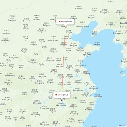 Grand China Air flights between Beijing and Jiujiang