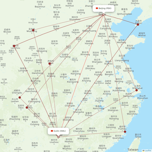 Grand China Air flights between Beijing and Guilin