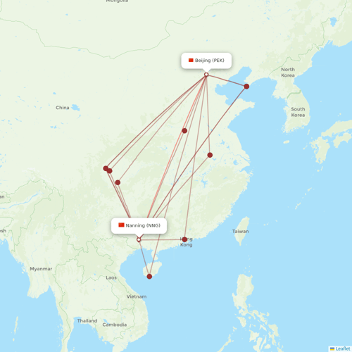 Air China flights between Beijing and Nanning