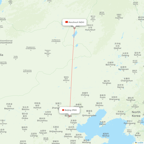Grand China Air flights between Beijing and Manzhouli